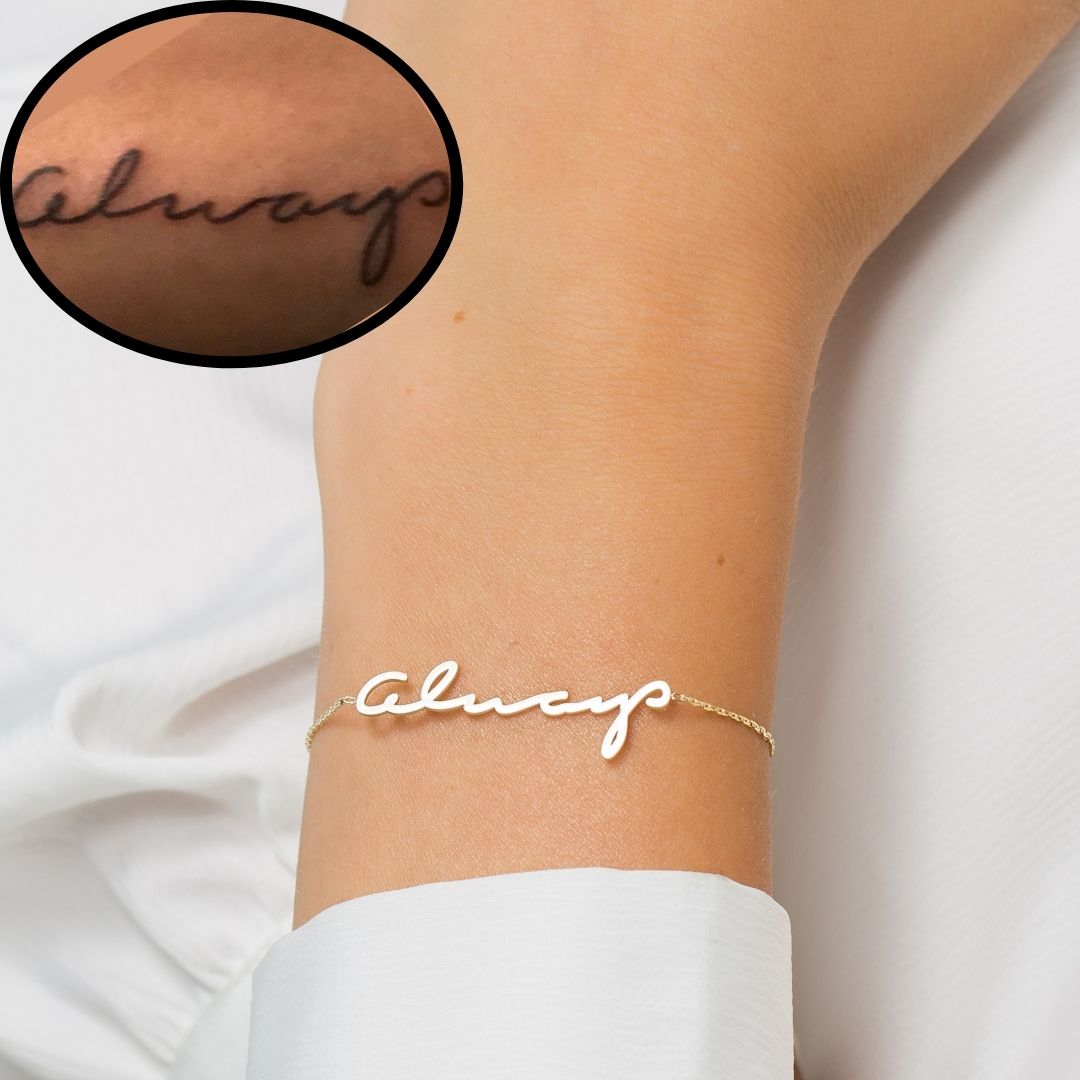 14K Gold Handwriting Bracelet Custom Bracelet with Handwriting